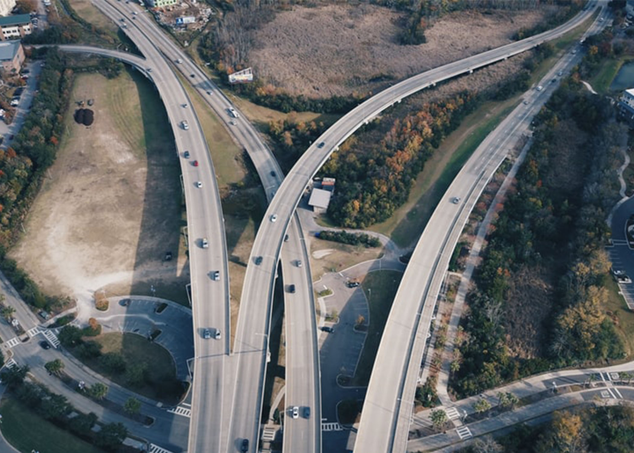 Roads Leading to the Arthur Ravenel Jr. Bridge in Mt. Pleasant, South Carolina
