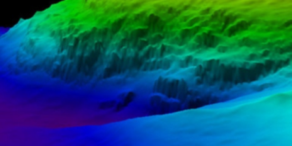High-resolution bathymetry mapping data collected by multibeam sonar reveals complex topographic features of the seafloor in San Francisco Bay, California. Variations in seafloor relief are depicted by color and contour lines called depth contours or isobaths.