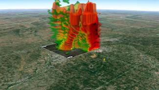 Image of debris visualization from the 2013 Moore, Oklahoma, tornado.