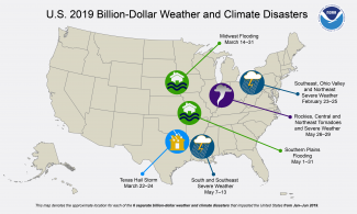 Map of January–June 2019 Billion-Dollar Disaster Events 