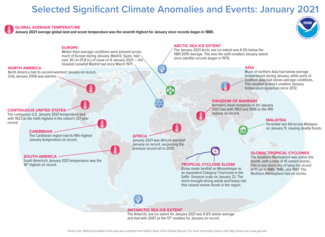 January 2021 Global Significant Climate Events Map