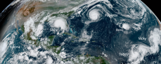 Picture of five named tropical systems in the Atlantic on September 14, 2020