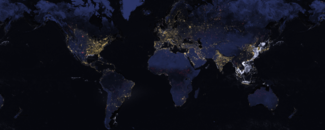 Photo of global nighttime lights from satellite imagery