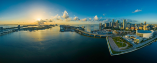 Skyline view of coast of Miami