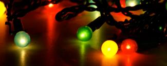 Photo of a closeup view of holiday lights