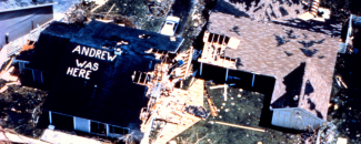 Photo of damage from Hurricane Andrew in 1992