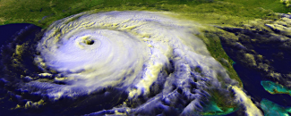 Satellite image of Hurricane Ivan making landfall on September 16, 2004
