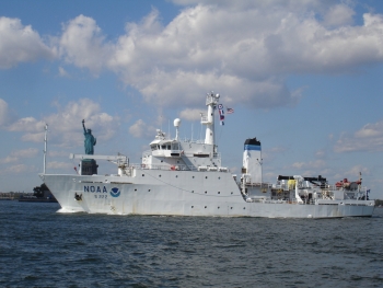NOAA Ship Thomas Jefferson with Statue of Liberty in background