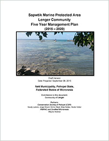 Sapwtik Marine Protected Area. Lenger Community five year management plan (2015 - 2020). Draft version