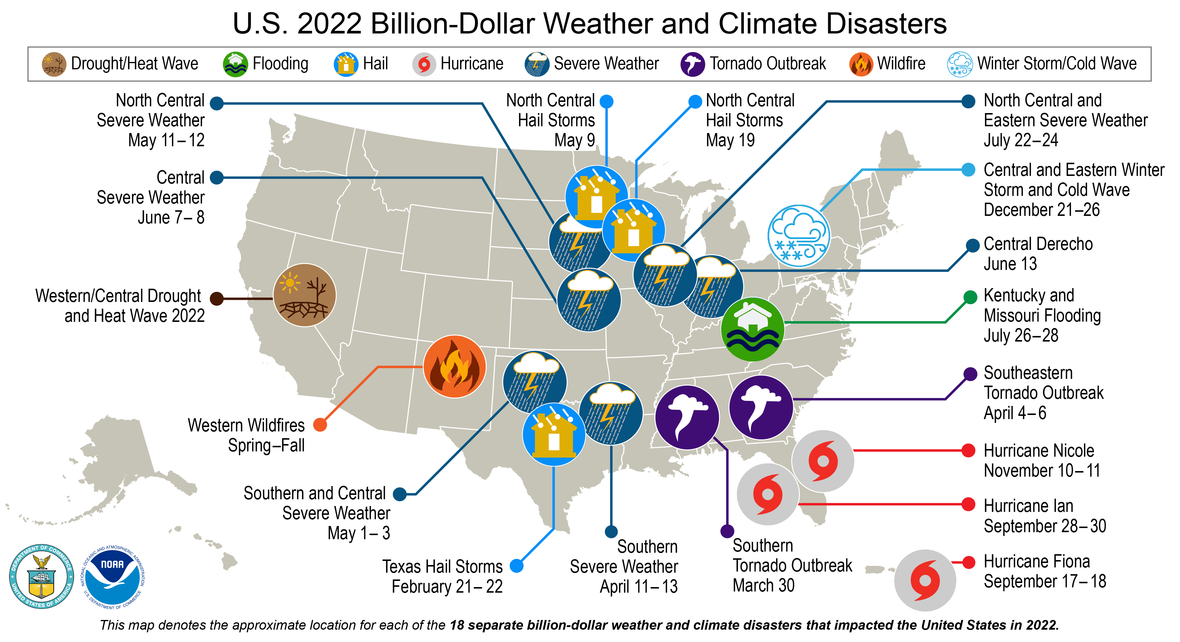 Good graphic on significant US climate events during 2022