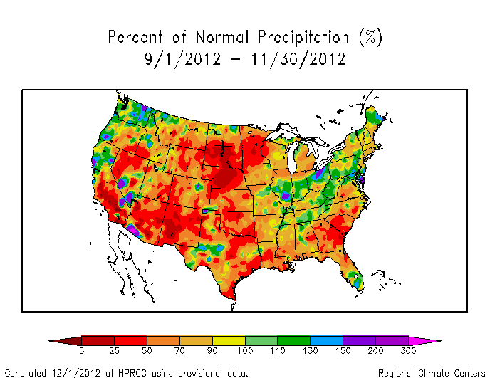 Map of three-month precipitation anomalies