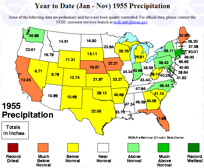 January-November 1955 statewide precipitation ranks
