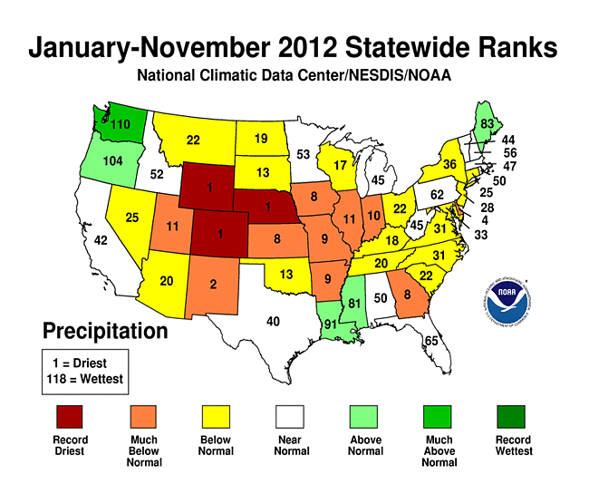 year-to-date state precipitation ranks