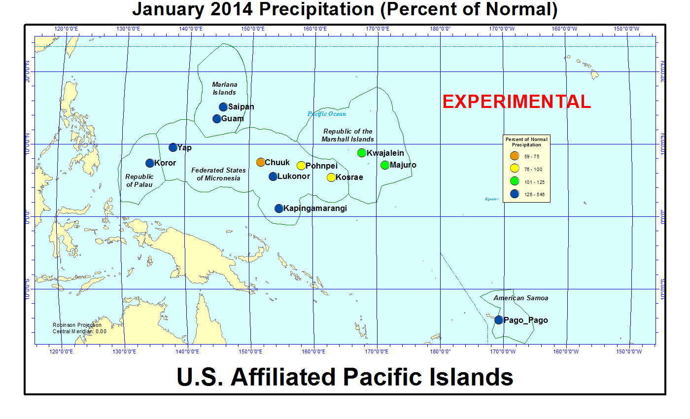 Percent of normal precipitation for current month for U.S. Affiliated Pacific Island stations