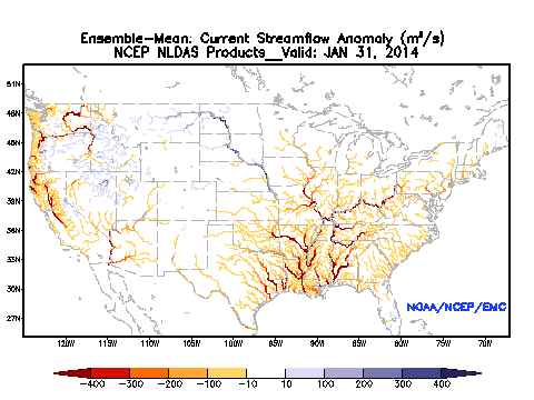 NOAA NLDAS (North American Land Data Assimilation System) Streamflow Anomalies