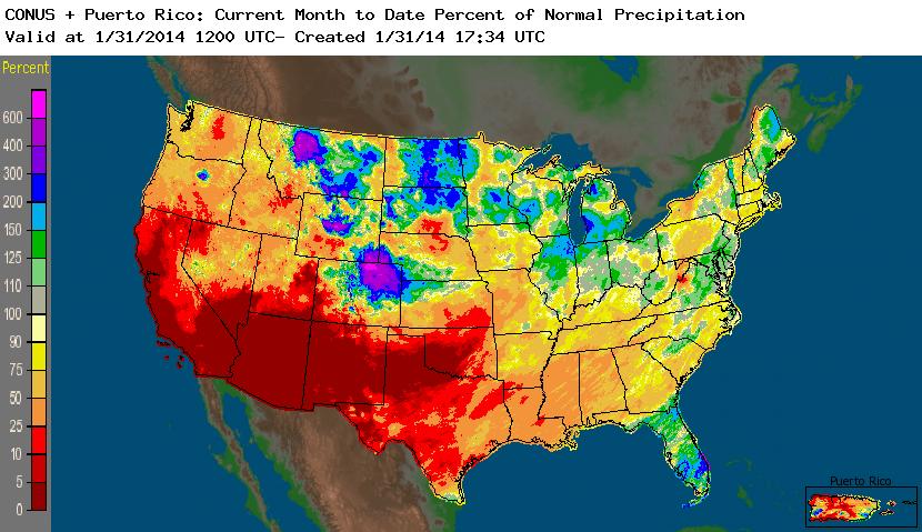 NOAA NWS (National Weather Service) Precipitation Percent of Normal