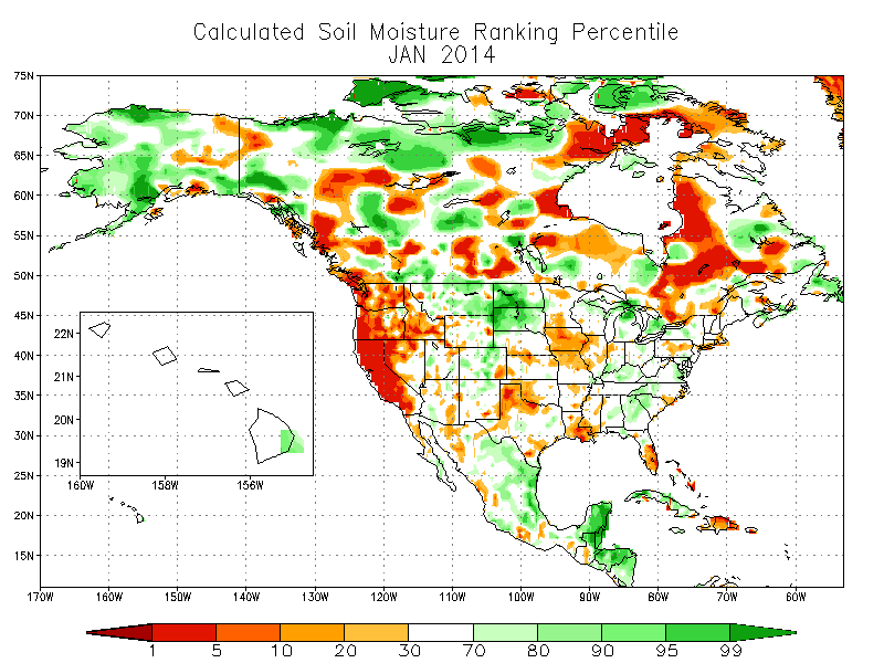 CPC (NOAA Climate Prediction Center) Leaky Bucket Model Soil Moisture Percentile