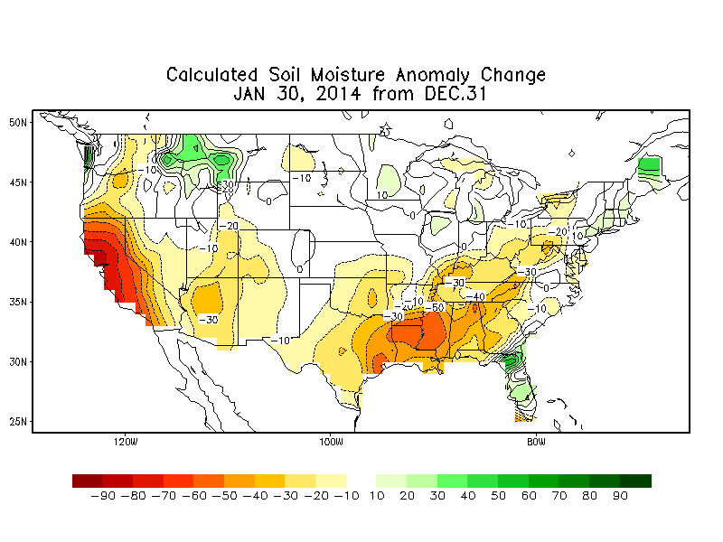 CPC (NOAA Climate Prediction Center) Soil Moisture Anomaly 1-month Change