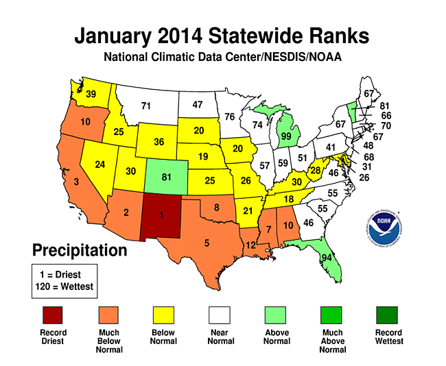 NOAA NCDC (National Climatic Data Center) Statewide Precipitation Ranks