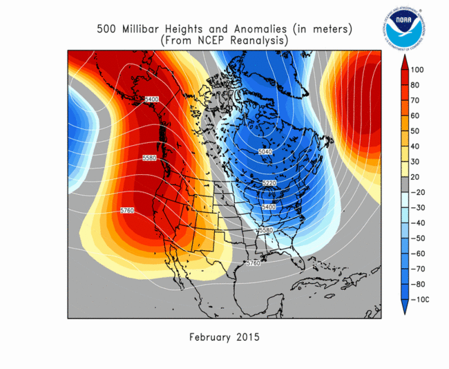 North America monthly upper-level circulation pattern and anomalies