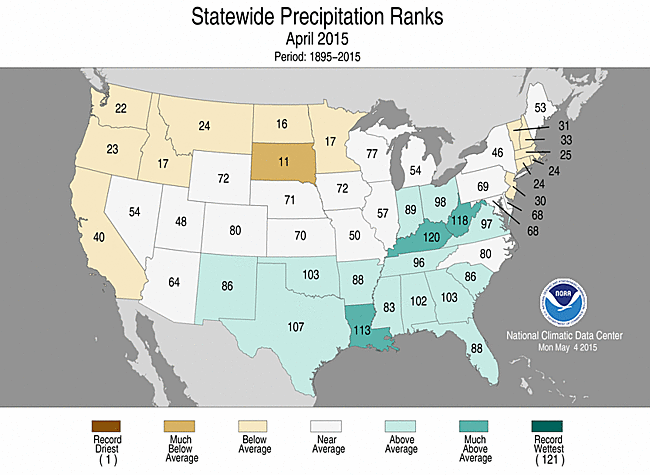 Current month state precipitation ranks