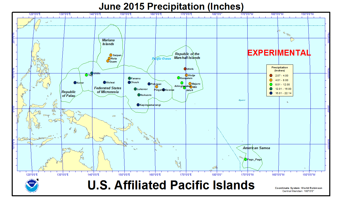 Precipitation amount for current month for U.S. Affiliated Pacific Island stations