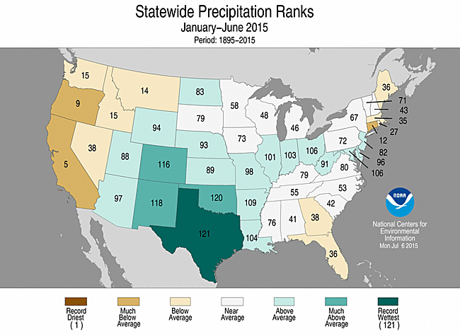 6-month state precipitation ranks