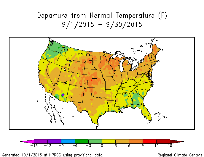 Map of monthly temperature anomalies