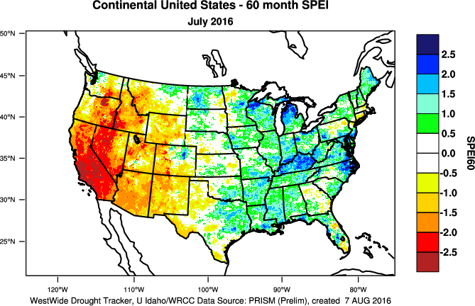 60-month SPEI map