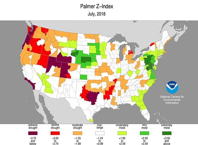July 2018 Palmer Z Index Map