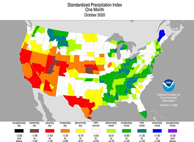 October 2020 Standardized Precipitation Index