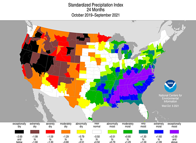 October 2019-September 2021 Standardized Precipitation Index