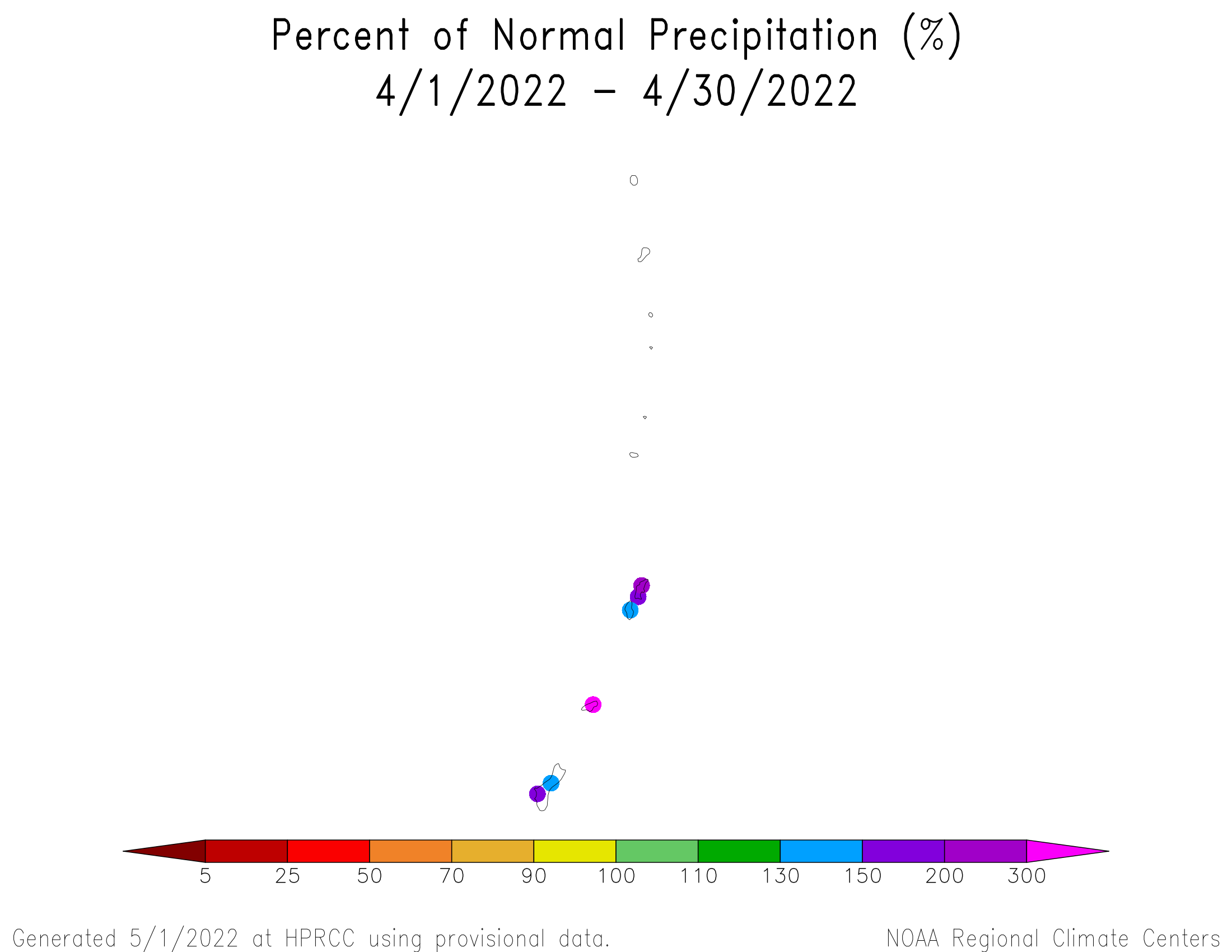 1-month Percent of Normal Precipitation for the Marianas