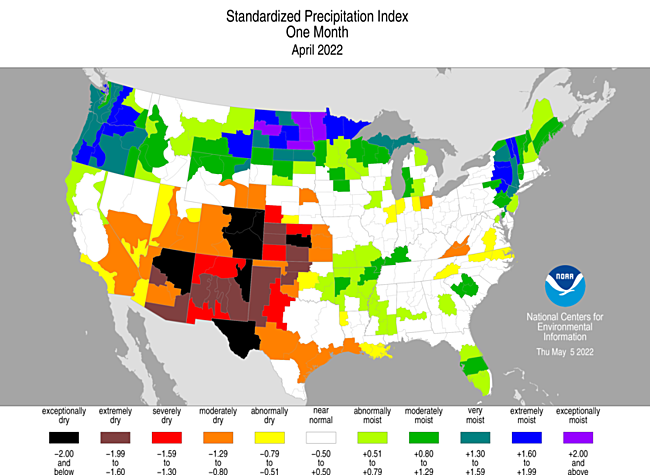 April 2022 Standardized Precipitation Index