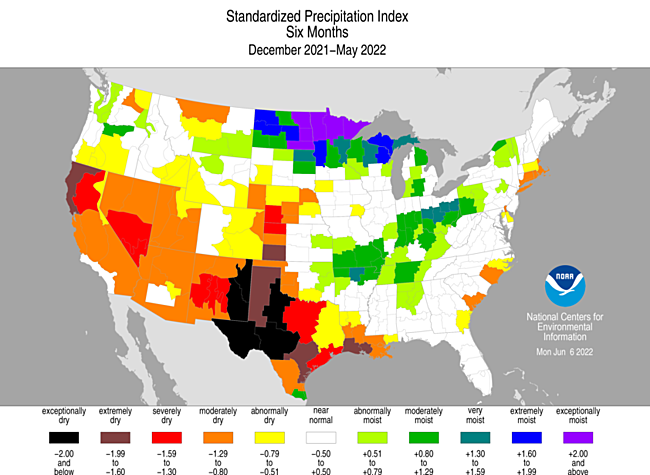 December 2021-May 2022 Standardized Precipitation Index