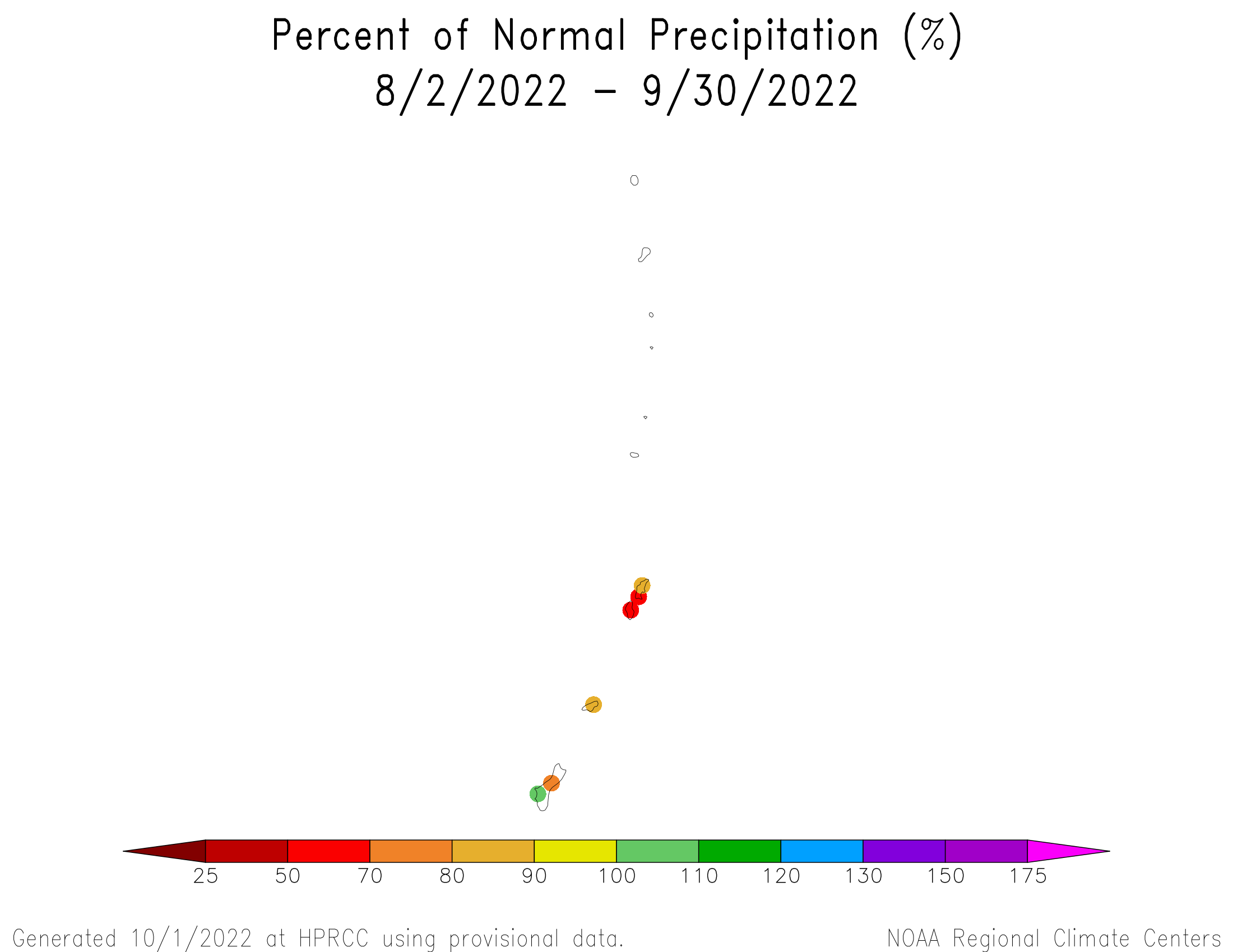 August-September 2022 Percent of Normal Precipitation for the Marianas