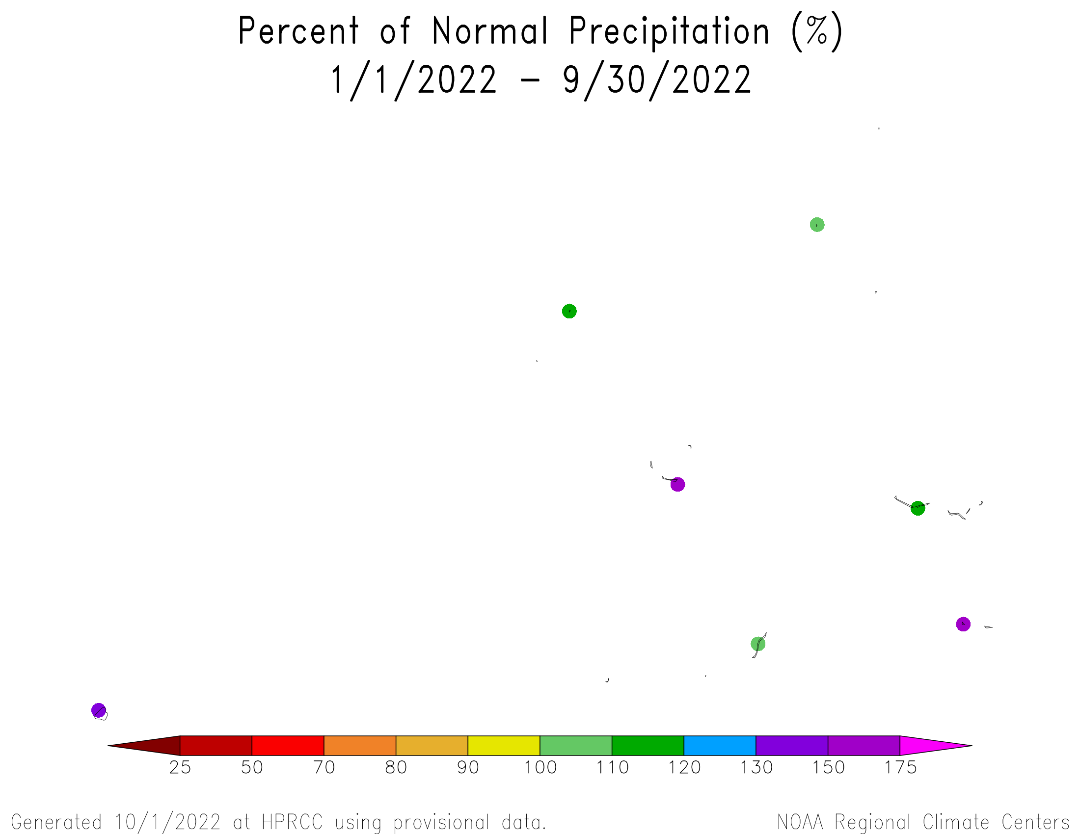 January-September 2022 Percent of Normal Precipitation for the Marshall Islands