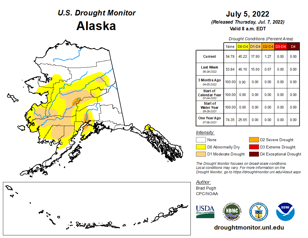 USDM map for Alaska, July 5, 2022