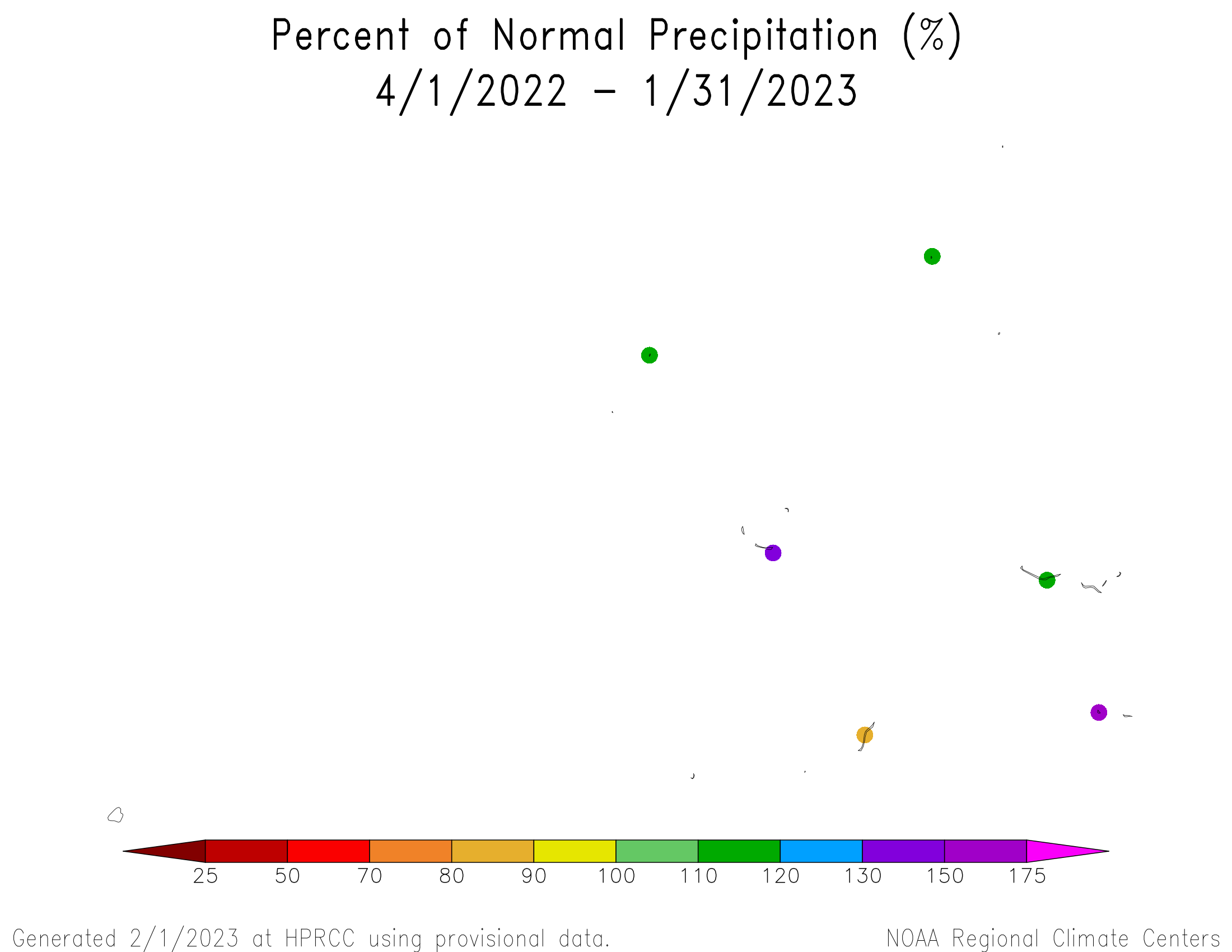 April 2022-January 2023 Percent of Normal Precipitation for the Marshall Islands