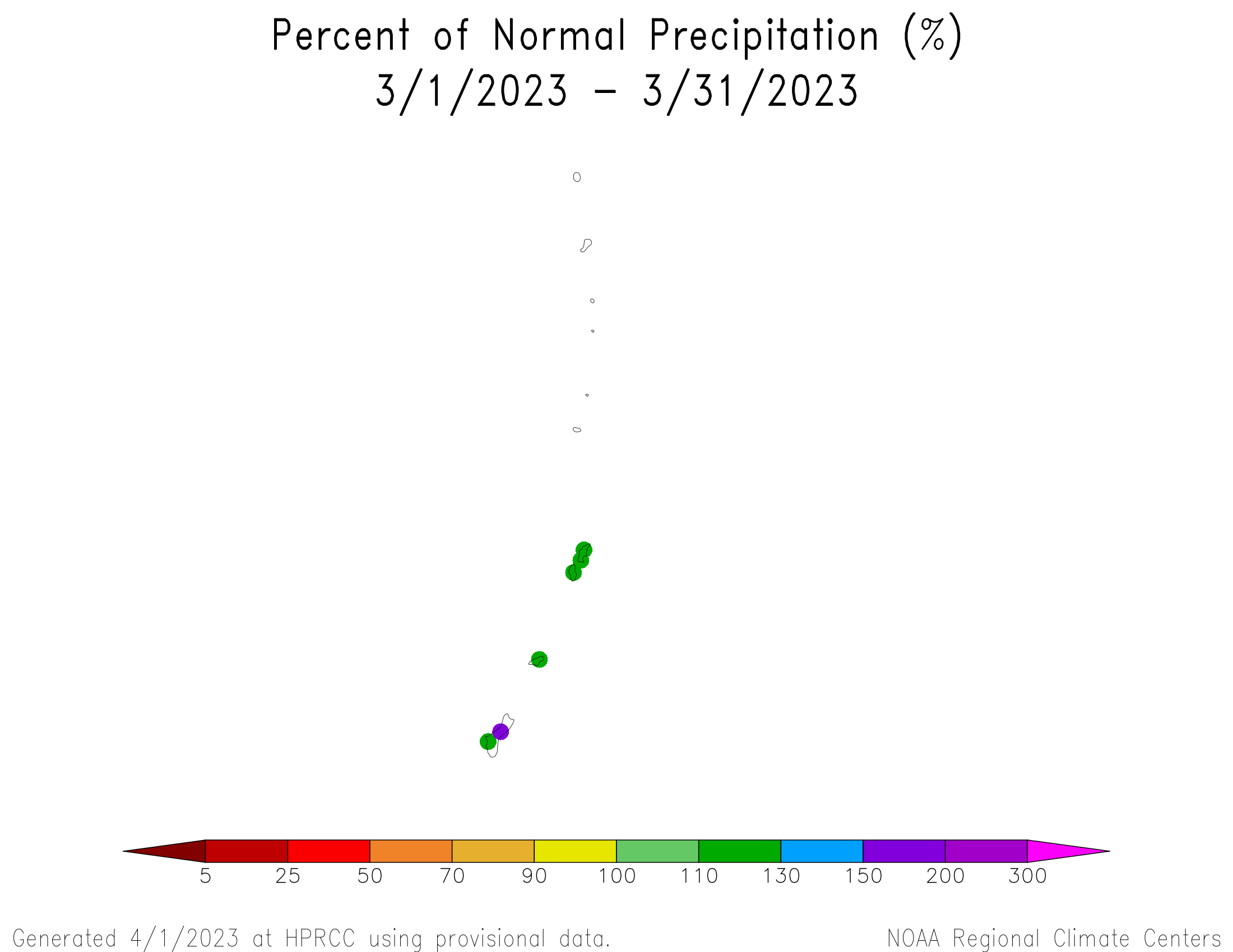 March 2023 Percent of Normal Precipitation for the Marianas