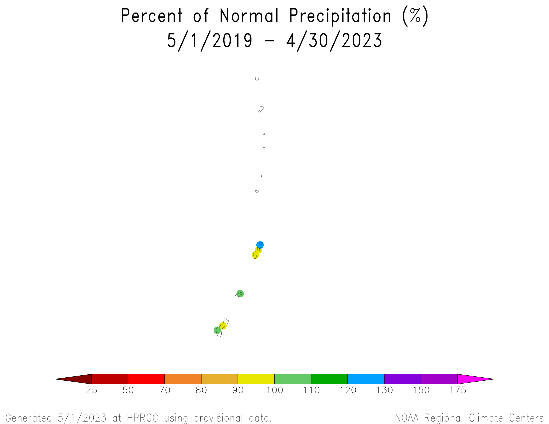 May 2019-April 2023 Percent of Normal Precipitation for the Marianas