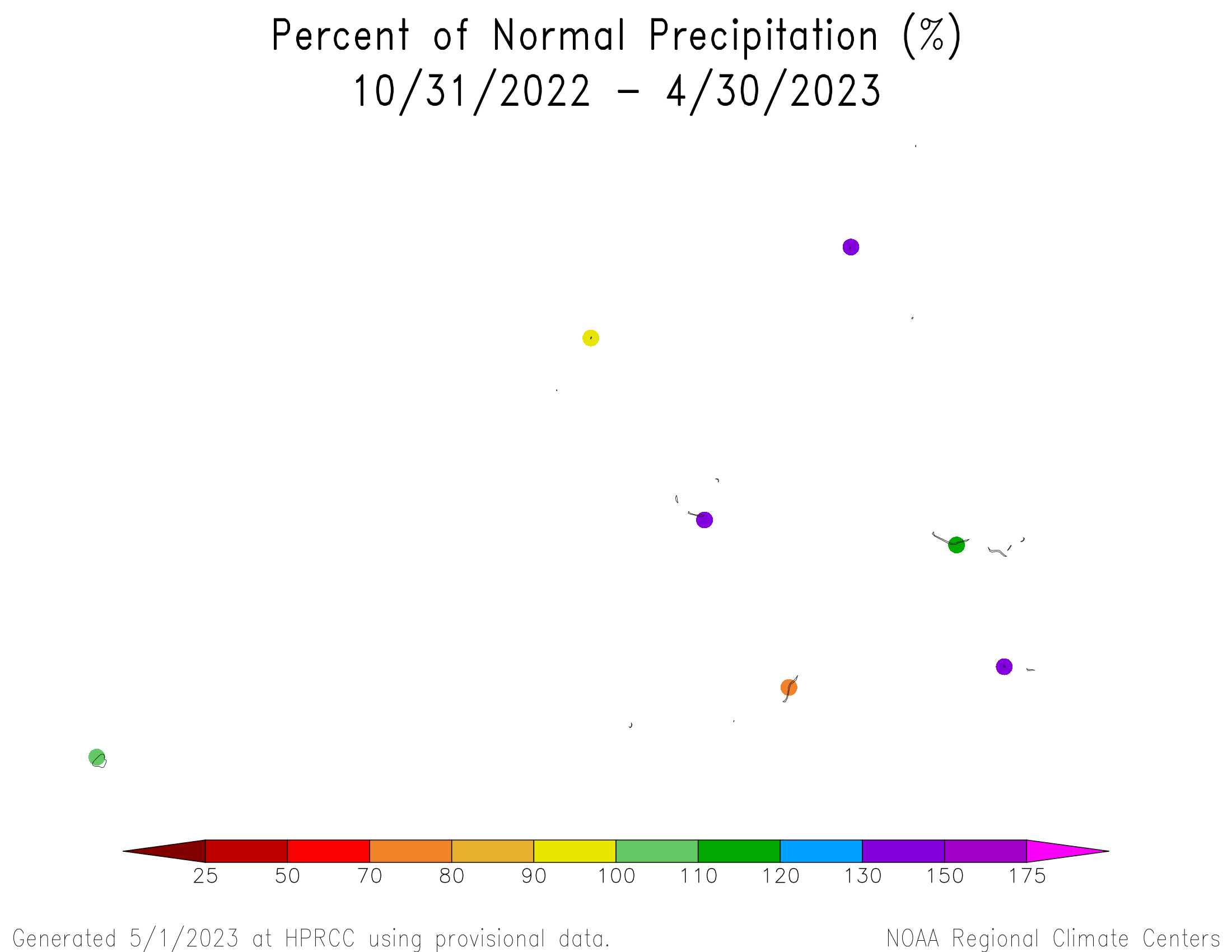 November 2022-April 2023 Percent of Normal Precipitation for the Marshall Islands