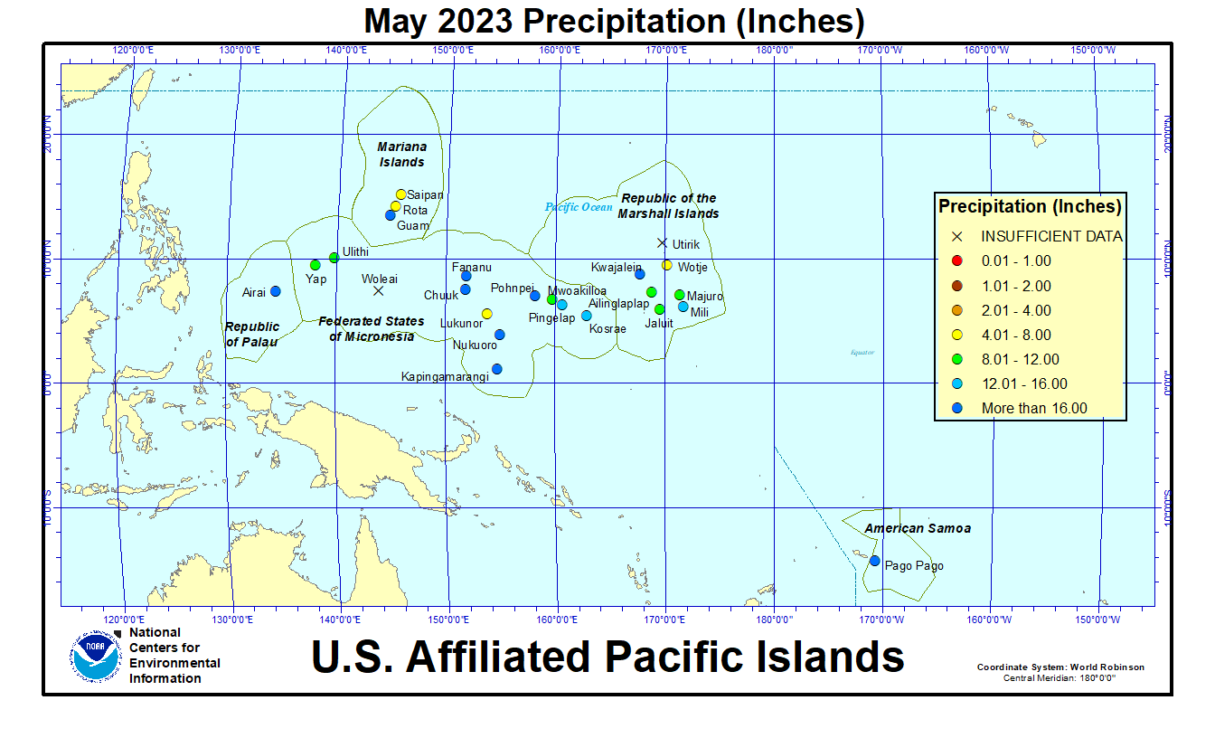 Map of USAPIMay 2023 Precipitation (Inches)