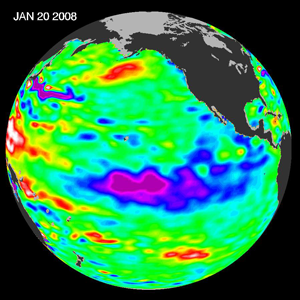 Image of 20 January 2008 Pacific Basin Sea Level Anomalies
