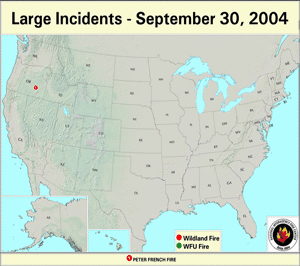 Large fire locations at the end of September 2004