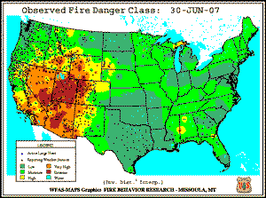 Fire Danger map from 30 June 2007