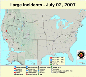 Large fires on 2 July 2007