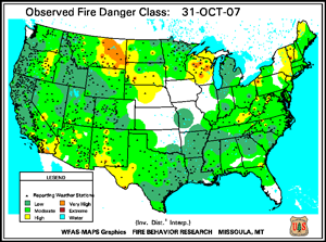 Fire Danger map from 31 October 2007