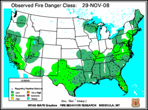 Fire Danger map from 29 November 2008