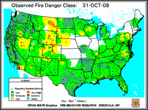 Fire Danger map from 31 October 2008